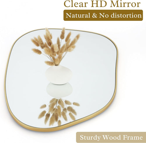 Asymmetrical Gold Mirror 28x20, Wood Frame, Home Decor
