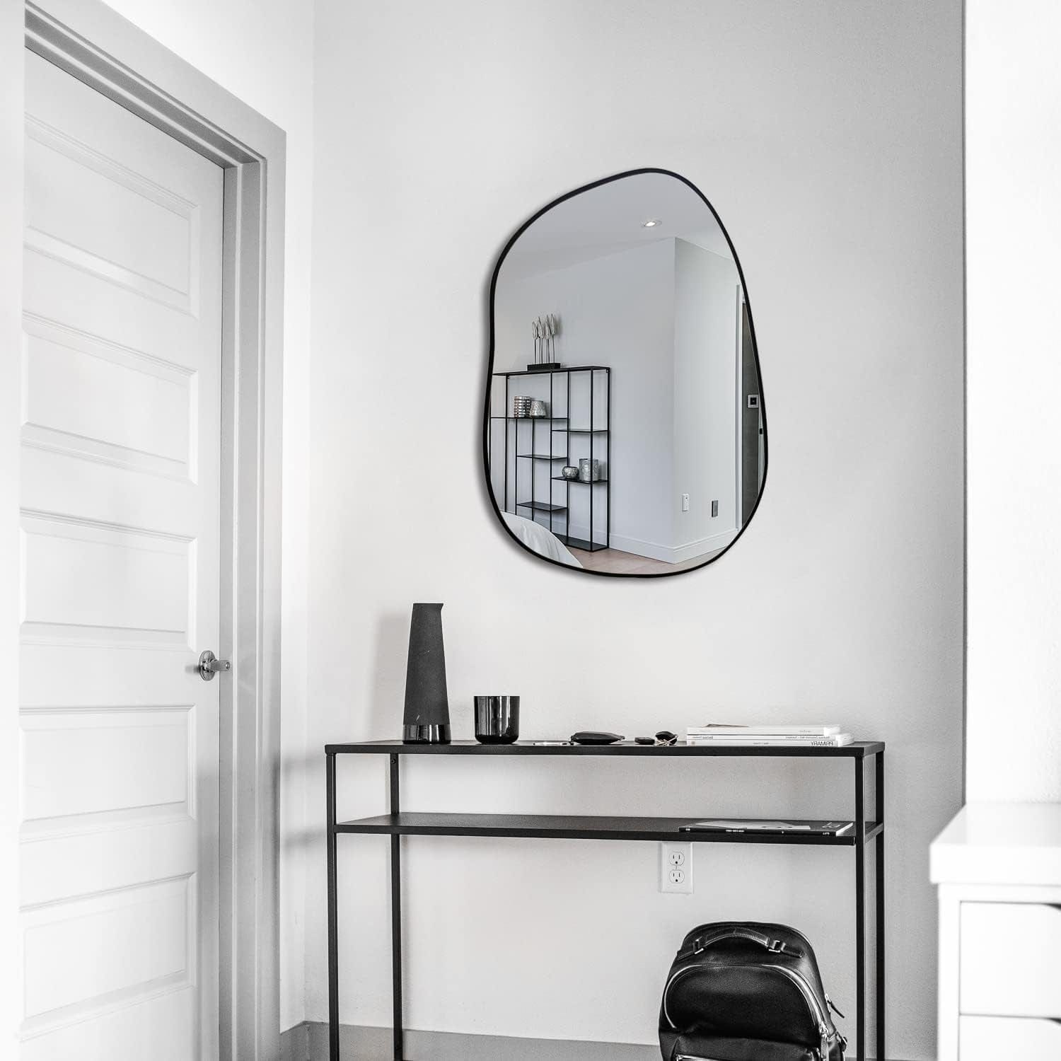 Modern Asymmetrical Wall Mirror – Squiggly MDF Wood Artistic Design