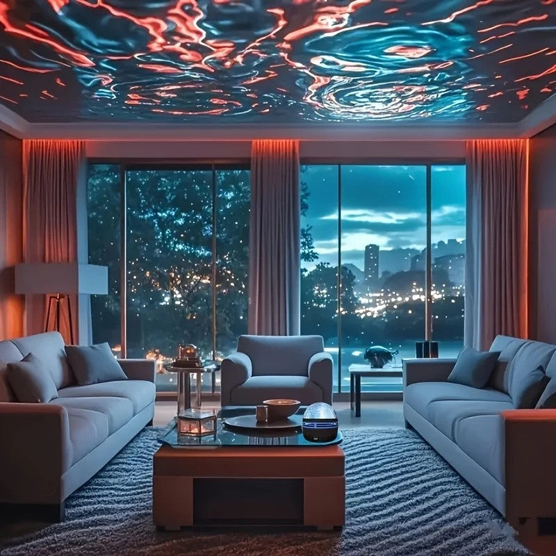 Water Ripple Effect Ambient Projection Light - USB-C & Battery-Powered