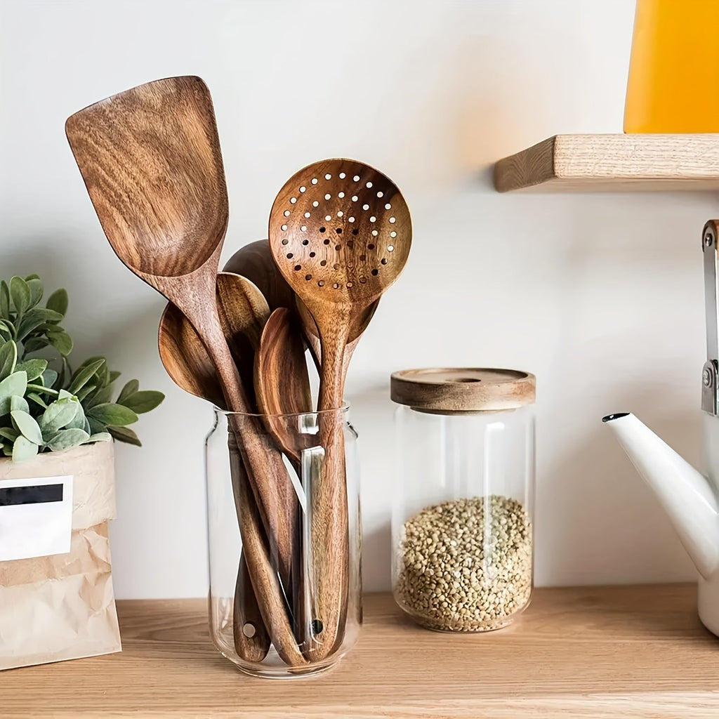 5-Piece Premium Wooden Utensil Set – Eco-Friendly & Stylish