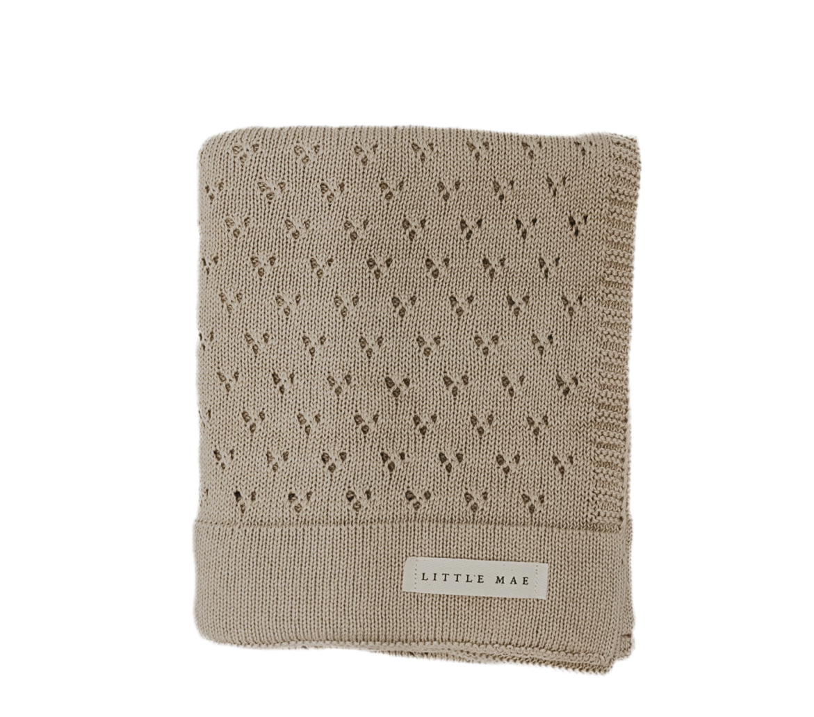Toffee Pointelle Knit Blanket
