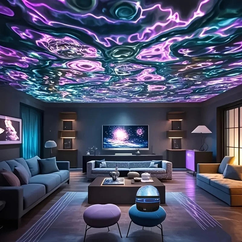 Water Ripple Effect Ambient Projection Light - USB-C & Battery-Powered