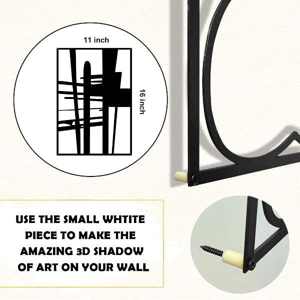 Black Metal Abstract Wall Art 4- Piece | Modern Minimalist Home Decor
