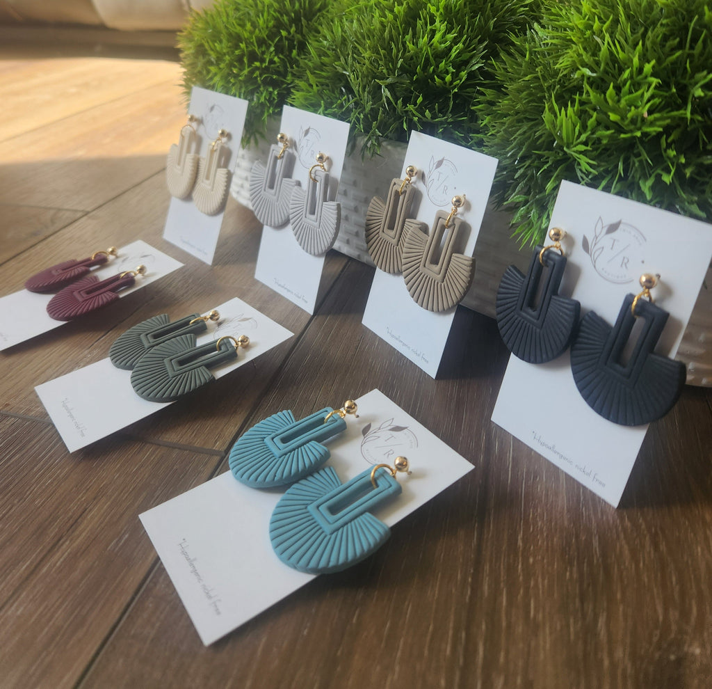 Finley| Embossed Clay dangles