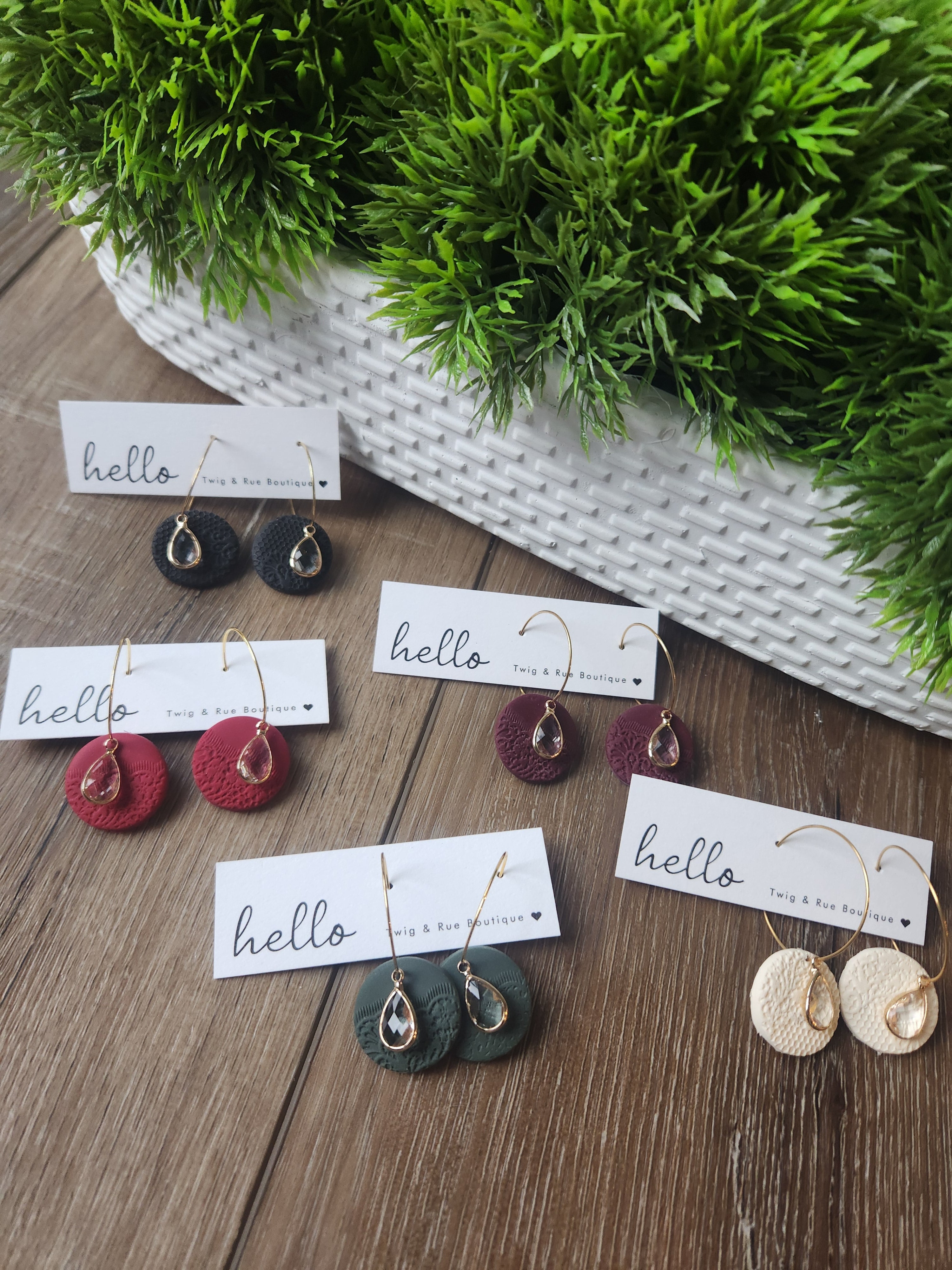 Lumi| Crystal teardrop and clay hoop