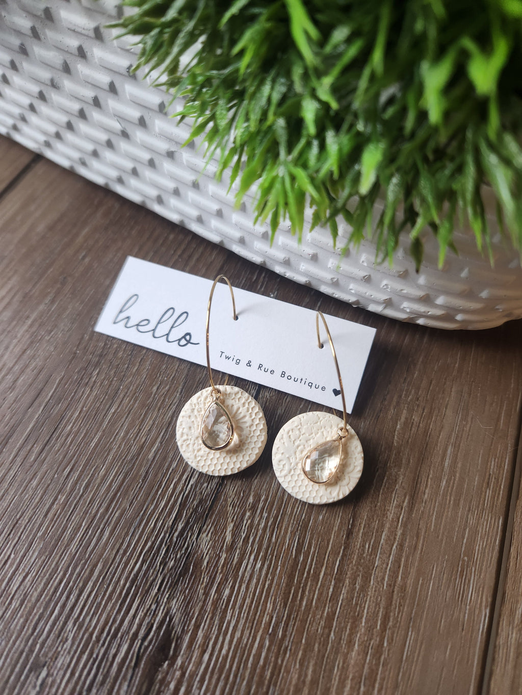 Lumi| Crystal teardrop and clay hoop