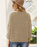 Glitter Ribbed Long Sleeve Knit Sweater