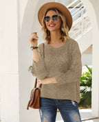 Glitter Ribbed Long Sleeve Knit Sweater