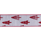 Wired Holiday Ribbon With Tree Design - 4" X 5 Yards