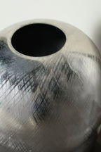 10.5x10.5x13' Aluminum Vase, Silver Streaks