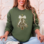 Christmas Camo Tree, Ribbon, Bows, Santa Sweatshirt