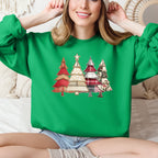 Christmas Trees, Faux Quilt, Santa, Traditional Sweatshirt