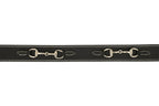 Huntley Equestrian Ladies Stirrup Buckle, Snaffle Bit, 1.5" Inch Width Leather Belt, Black
