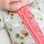 Lillian's Garden Swans Bamboo Ruffle Convertible Footie