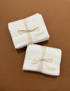 Vanilla White Baby Pointelle Knit Blanket