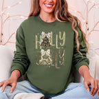 Holly Jolly, Camo Christmas Tree, Santa, Dalmatian Print, Ribbons, Bows Sweatshirt