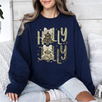 Holly Jolly, Camo Christmas Tree, Santa, Dalmatian Print, Ribbons, Bows Sweatshirt
