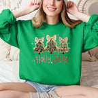 Holly Jolly, Camo Christmas Tree, Santa, Ribbons, Bows Sweatshirt