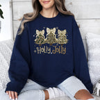 Holly Jolly, Camo Christmas Tree, Santa, Ribbons, Bows Sweatshirt