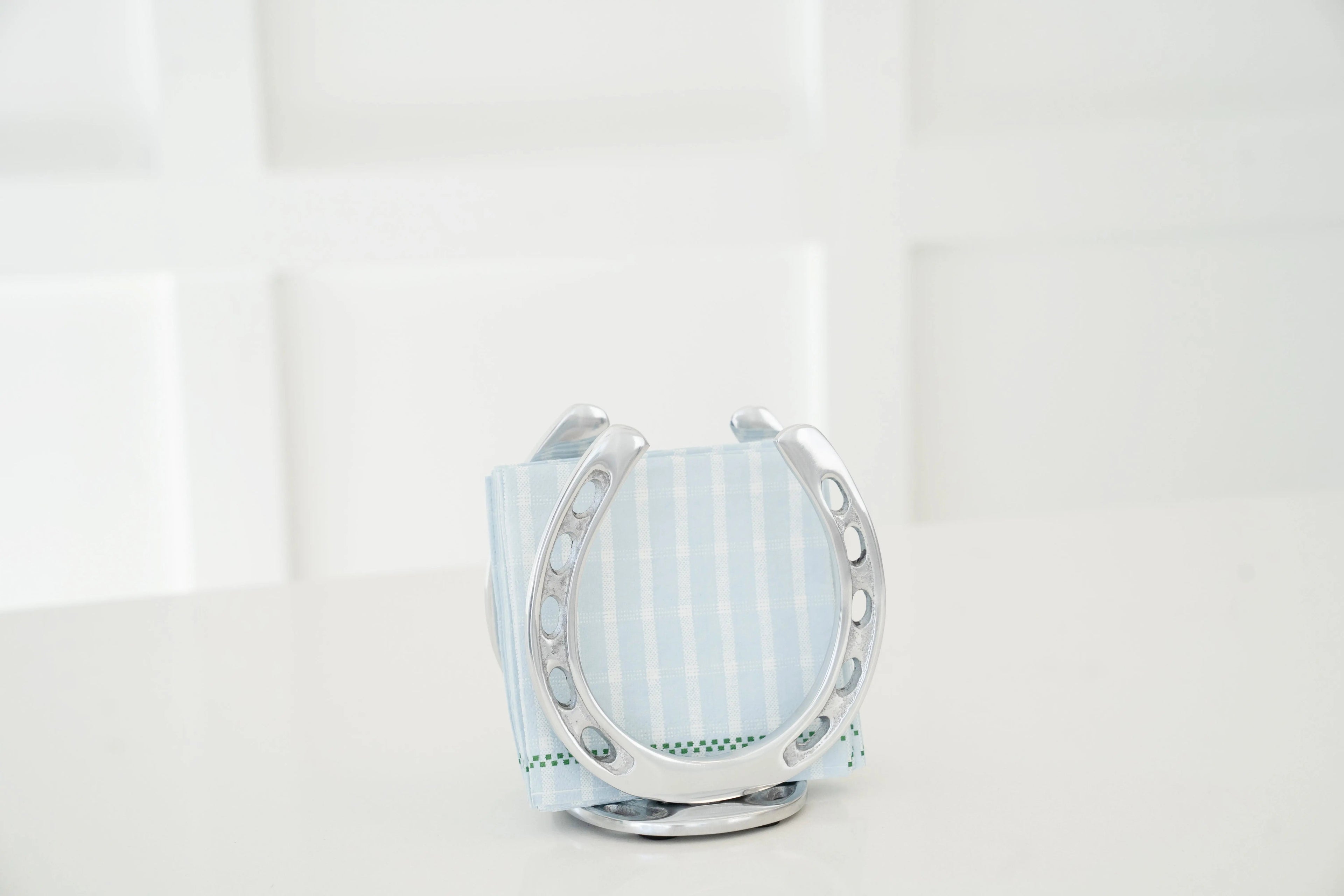 Huntley Horseshoe Napkin Holder, Aluminum Silver Finish
