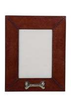 Huntley Pet Leather Picture Frame with Silver Bone Accent