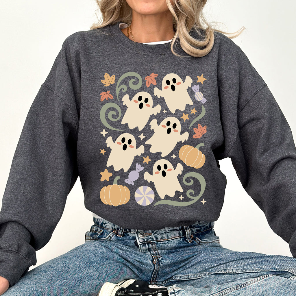 Vintage Ghosts, Floral, Halloween, Retro, Spooky, Costume, Fall, Graphic Sweatshirt
