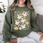 Vintage Ghosts, Floral, Halloween, Retro, Spooky, Costume, Fall, Graphic Sweatshirt