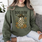Boo Haw, Cowboy Ghost, Western, Halloween, Retro, Vintage, Spooky, Costume, Fall, Graphic Sweatshirt