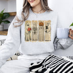 Vintage Newspaper Ghost, Halloween, Book, Cat, Western, Pumpkin, Retro, Spooky, Costume, Fall, Graphic Sweatshirt