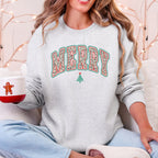 Merry Leopard Print Varsity, Christmas Tree, Santa Sweatshirt