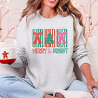 Merry and Bright, Pattern Blocks, Christmas Tree, Ribbon, Bows, Santa Sweatshirt