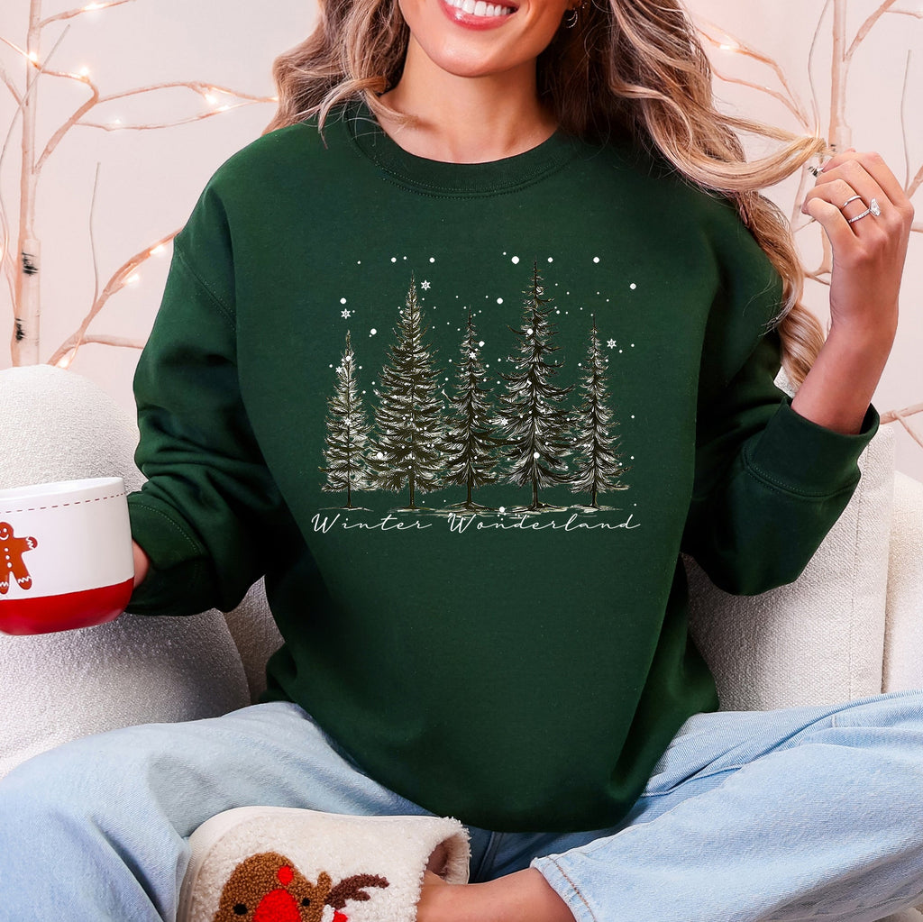 Winter Wonderland, Christmas Trees, Snow Sweatshirt