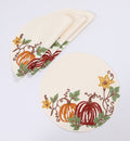 XD19809-Happy Fall Pumpkins Crewel Embroidered Placemats 16-Inch