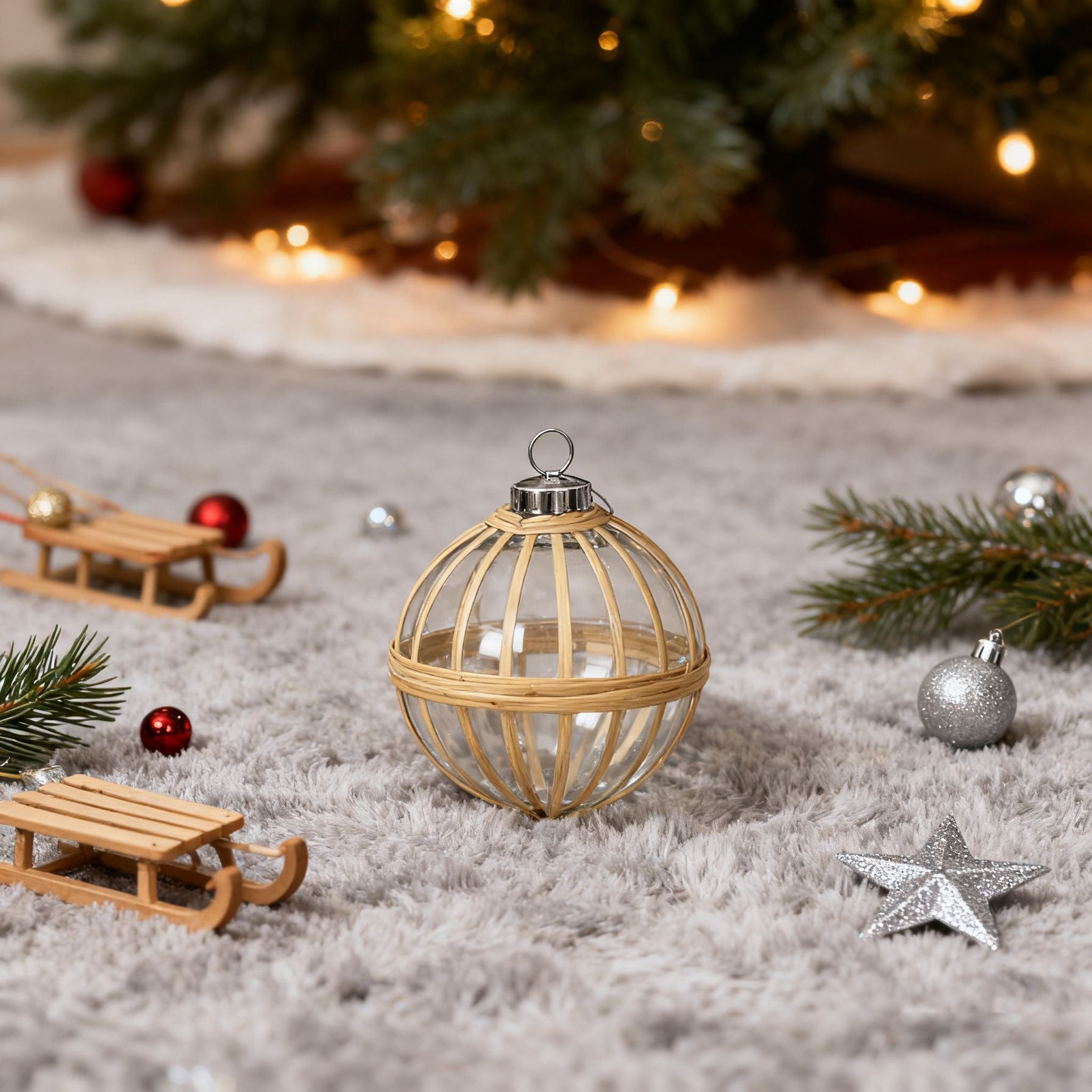 D3.9' X-Mas Hanging Ornament, Decorative Hanging Ball Christmas Tree