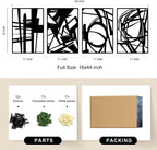 Black Metal Abstract Wall Art 4- Piece | Modern Minimalist Home Decor