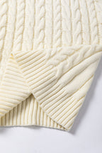Oatmeal Cable Knit High Neck Sweater Vest