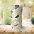 Yellow & Green Tropical Floral Travel Coffee Mug