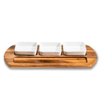 Charcuterie/ Serving Tray w/ 3 square ceramic bowls
