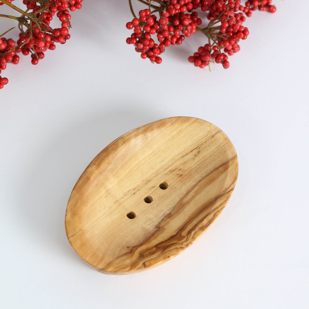 Handmade Olive Wood Soap Dish - Oval, Eco-Friendly & Elegant