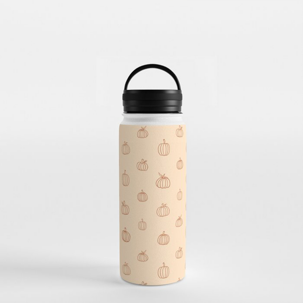 Orange Pumpkin Handle Lid Water Bottle