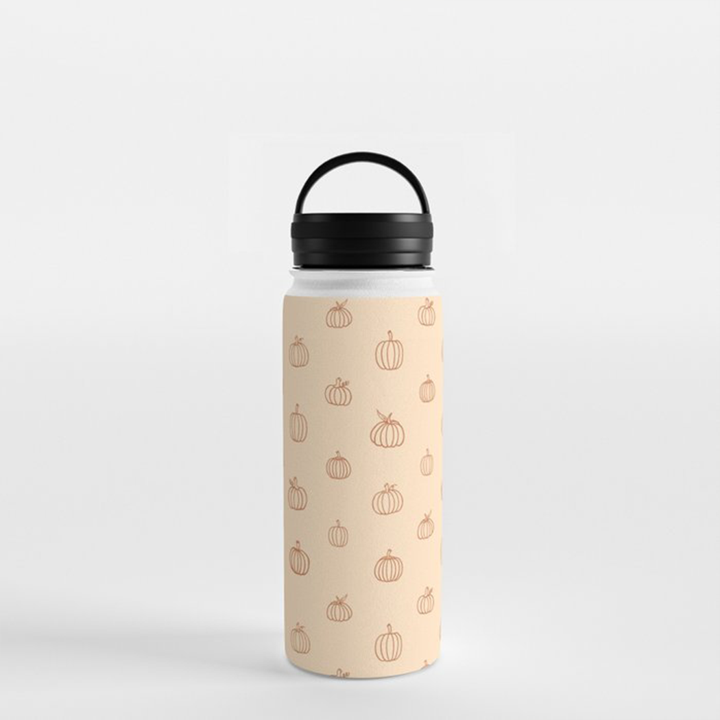 Orange Pumpkin Handle Lid Water Bottle