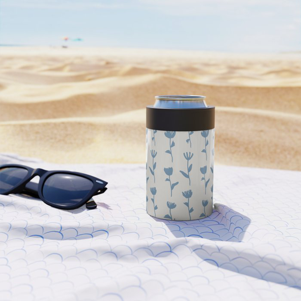 Light Blue Flower Can Cooler/Koozie