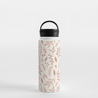 Pink Falling Leaves Handle Lid Water Bottle