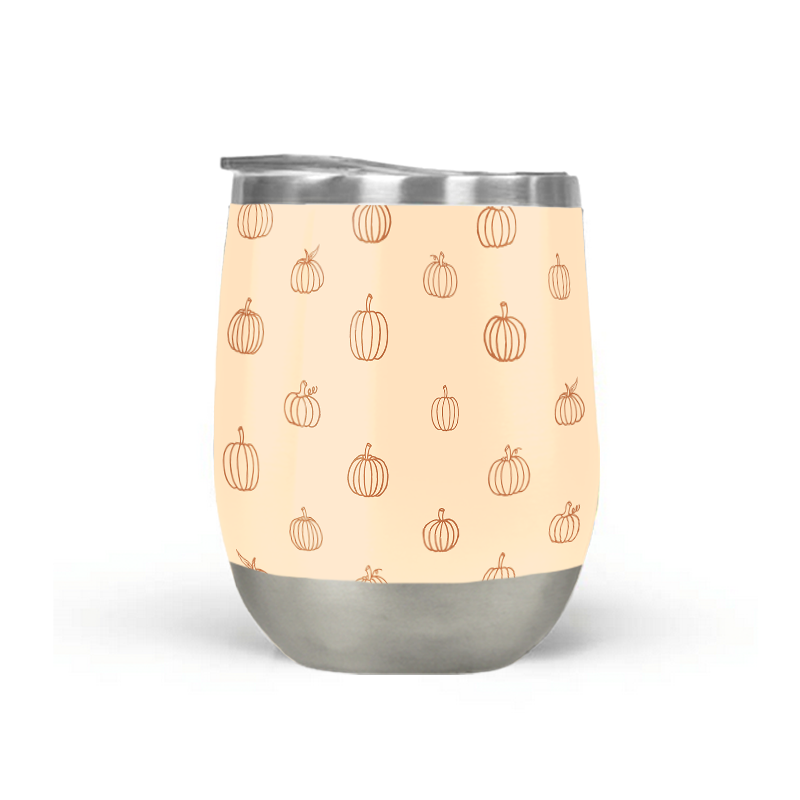 Orange Pumpkin Stemless Wine Tumbler