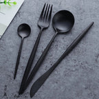 4-Piece Gold Stainless Steel Dinnerware Set – Knife, Fork, Spoon, Teaspoon