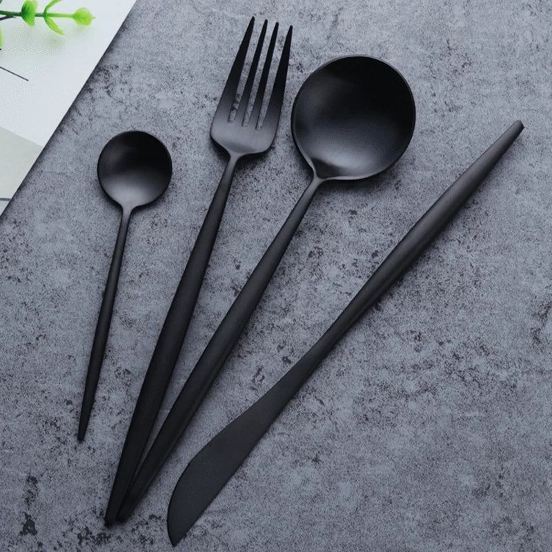 4-Piece Gold Stainless Steel Dinnerware Set – Knife, Fork, Spoon, Teaspoon