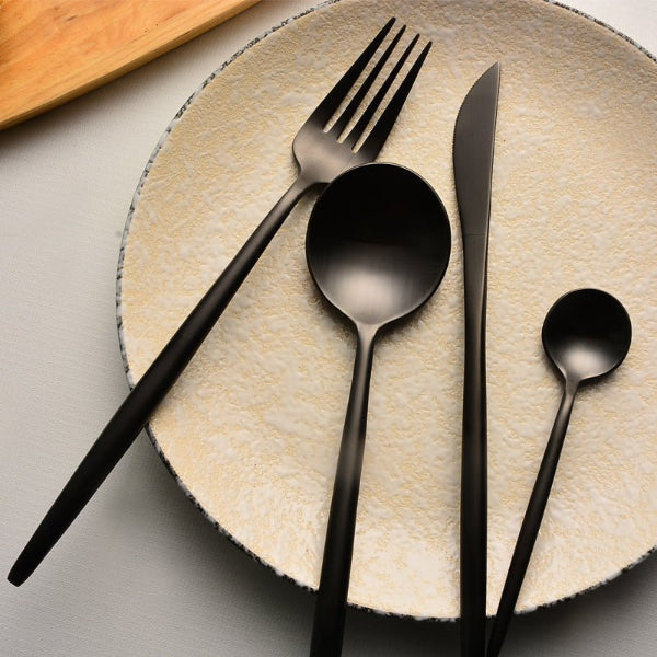 4-Piece Gold Stainless Steel Dinnerware Set – Knife, Fork, Spoon, Teaspoon