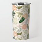 Yellow & Green Tropical Floral Travel Coffee Mug