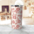 Warm Pink Floral Travel Coffee Mug