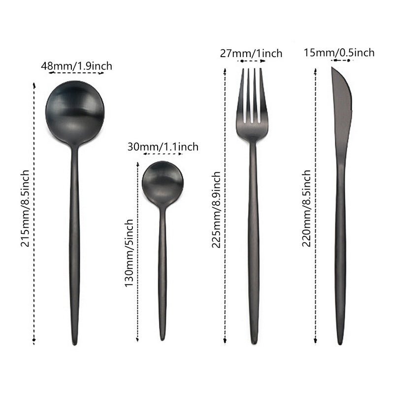 4-Piece Gold Stainless Steel Dinnerware Set – Knife, Fork, Spoon, Teaspoon